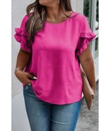 Women&#39;s Plus Size Round Neck Ruffle Solid Loose Shirt - $590.55 MXN