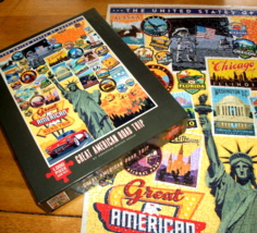 Jigsaw Puzzle 1000 Pcs Great American Road Trip Signs Landmarks Collage ... - £11.86 GBP