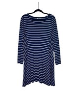 Stylus Women&#39;s Navy Blue and Gray Striped Long Sleeve Casual Short Dress... - $20.33 CAD