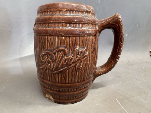 Blatz Beer Barrel Vintage Brown Ceramic Handled Mug Stein Glazed Pottery... - $7.66