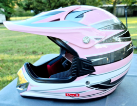 V-CAN Motocross Helmet - Pink  Model V310 ATV BMX Carting Youth Size Medium - $370.74 MXN