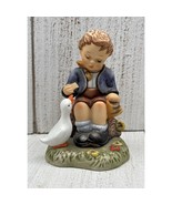 Berta Hummel &quot;Snack Time&quot; Figurine BH 113 1999 3.5&quot; Boy with Goose Goebel - $14.84