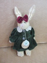 NOS Boyds Bears Rabbit Bunny Green Coat Burgundy Bow Plush  B39 D* - £21.37 GBP