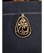 RMN Gold Tone  Necklace Pendant.  Chain not included. Great Shiny Condit... - $26.99