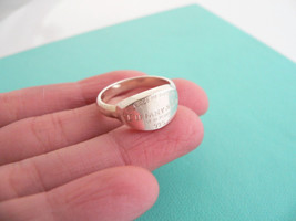Tiffany &amp; Co Return to Tiffany Silver Oval Tag Ring Band Sz 6.75 Rare Gift Love - £273.65 GBP