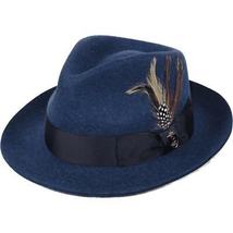 Bruno Capelo Hat Australian Wool Fedora Teardrop Crown Fabio FB234 Denim image 5