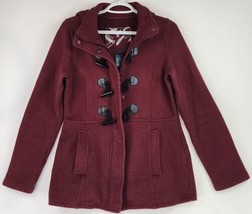 Shebby Jacket Womens Small Burgundy Hooded Snap Full Zip Casual Winter Coat - £36.19 GBP