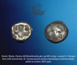 480-300 BC Grec Mysie Parion Ar Argent Hemidrachm Gorgon &amp; Incuse Ancien Pièce - £46.61 GBP
