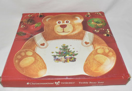 Porcelain Christmas Tray Teddy Bear Bread Cookie Brownie Holiday Tray NikkoJapan - £11.94 GBP