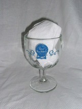 Vintage Pabst Blue Ribbon Beer Clear Glass Stemmed Thumbprint Footed Goblet 16oz - £8.64 GBP