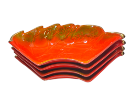 California Pottery Snack Tray Set 4 Orange Green Mid-Century #814 USA Ce... - £17.83 GBP