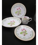 Georges Briard Cyclamen Dinner Set 4 Pcs Plate Soup Cup Saucer Pick1 - $1,391.87 MXN+