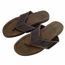 Kenneth Cole Men&#39;s Flip Flop Leather Sandals Brown Size 12M Slip On - $18.26