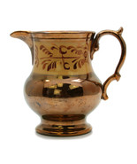 Antique 19th Century Copper Luster Pitcher Jug Gold Scroll Floral 4 3/4&quot;... - £18.26 GBP