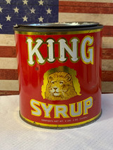 Vtg King Syrup Tin Can 4 Lbs 4 Oz Lion Advertising Baltimore MD Mangels Herold - £23.91 GBP