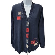 Koret V-neck women size M pullover buttoned sweater embroidered - $18.99