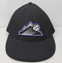 Colorado Rockies MLB New Era Black Hat Cap Fitted Size 7 Authentic Collection NL - £11.76 GBP