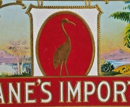 Crane&#39;s Imported Cigar Box Label Embossed Bird Graphics Original Vintage 1930&#39;s  - £7.26 GBP