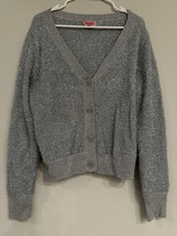 Kate Spade New York Metallic Silver Gray Cardigan Sweater Top, Size L Large - £62.89 GBP