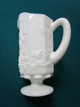 Westmoreland milk glass grape  LEAVES design pitcher, white, paneled 9&quot;[MILKGL2] - £59.35 GBP