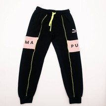 Puma Girls Jogger Pants Black Pink Drawstring Activewear Box Logo L 12-14 - $18.37