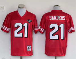 Men's Barry Sanders #21 Stitched Jersey Red White - $45.00