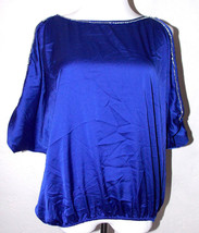 Nicole by Nicole Miller Womens XS Top Blue Silver Jeweled Neck Evening Wear - £16.01 GBP