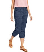 NWT Style &amp; Co Womens Cargo Capri Pants Size 16W Midrise Relaxed Fit Blue - £23.53 GBP