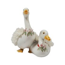 RARE Irish Dresden Porcelain Christmas Geese Holly Garland Goose Ducks L... - $65.42