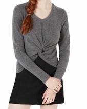 XOXO Juniors Twist Front Cropped Sweater, Small, Pewter - £29.50 GBP