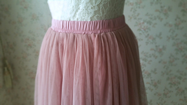 DUSTY PINK Tulle Midi Skirt Women Custom Plus Size Tulle Skirt Outfit image 7