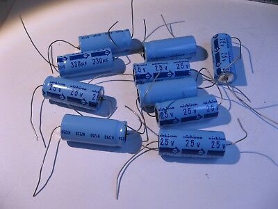 Electrolytic Capacitor Nichicon 330uF 25V Axial - NOS Qty 10 - $5.69