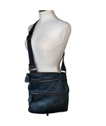 Margot Leather Crossbody Zippered Bag with adjustable strap Navy Blue - $27.70