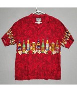 Big Dogs Mens Hawaiian Shirt Size M Beer Bottles Red Floral Short Sleeve... - $18.87