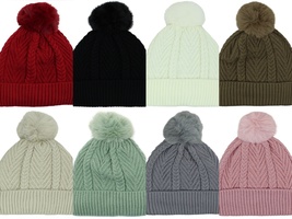 Variety Color Pom Pom Beanies Winter Hats Women Double Women Warm Knit - £17.32 GBP