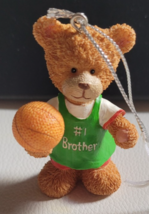 NWT Russ 3 Inch Bear Christmas Ornament #1 Brother Basketball Green Jersey - $7.99