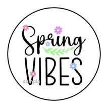 30 SPRING VIBES ENVELOPE SEALS LABELS STICKERS 1.5&quot; ROUND FLOWERS FLORAL - £5.98 GBP