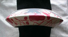 Fabulous Art Moderne White, Gray &amp; Pink Painted Bangle Bracelet 1980s vintage - £10.18 GBP