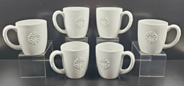 6 Simply Shabby Chic Chateau Mugs Set White Grapevine Embossed Coffee Cups Lot - £69.95 GBP