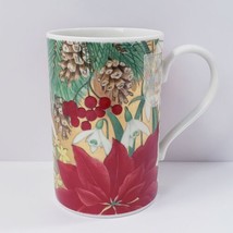 Dunoon Poinsettia 8 oz. Fine White Stoneware Coffee Mug cup - $22.50