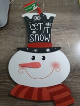 Christmas House Wood Decor Hanging Sign, Snowman , Let It SNOW-NEW-SHIP N 24 Hrs - £14.44 GBP