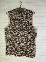 Thalia Sodi Womens XL Leopard Animal Print Sweater Knit Sleeveless Top B... - £19.33 GBP