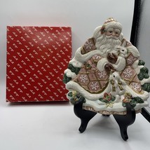 1996 Fitz & Floyd Snowy Woods Christmas Santa  Bunnies Canape Plate 1996 w/ Box - $21.00
