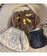 Vintage Beaded Clutch Purses with Colorful Embroidery – White, Black &amp; B... - $22.00