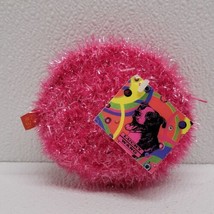 Lucky Wang New York Pink Fuzzy Change Purse 4&quot; Zip Round Pouch - $19.70