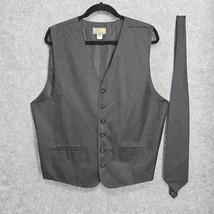 Steven Land Vest and Matching Tie Men&#39;s Large Formal V-neck Dark Gray/Br... - £13.77 GBP