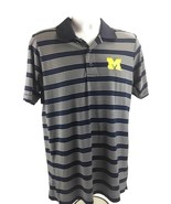 Michigan Wolverines ProEdge Polo Shirt Mens M Blue White Striped Golf Fo... - £9.27 GBP