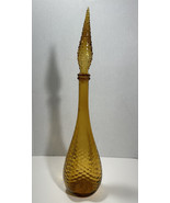 Empoli Italian Amber Hobnail Glass Decanter Genie Bottle w/Stopper MCM Y... - £76.98 GBP
