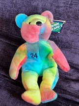 Salvino’s Bamm Beanos Neon Rainbow Plush Griffey Jr. 24 Teddy Bear Stuff... - £7.56 GBP