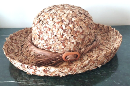 Vintage Liz Claiborne Womens Straw Hat Rattan Wicker Wide Brim Sun Hat - £23.33 GBP